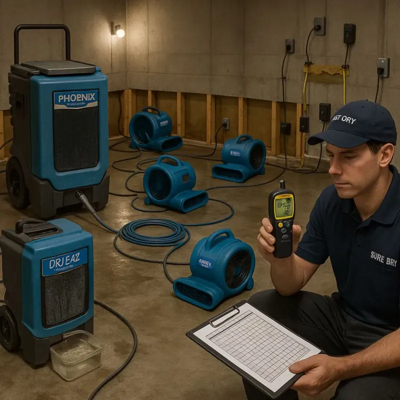 Structural Drying and Dehumidification process in Hudson Bend, TX